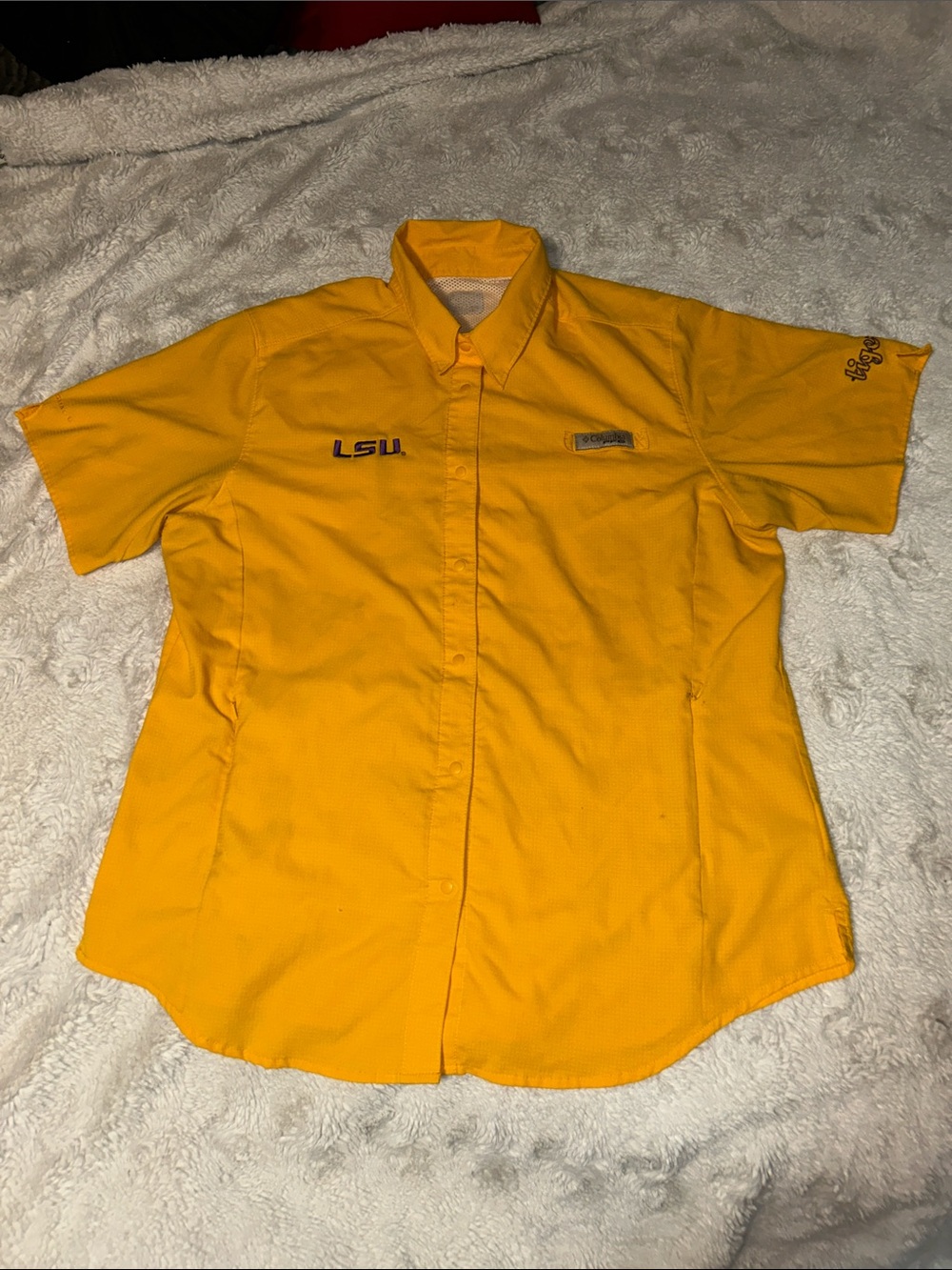 LSU-Columbia Short-Sleeve Button-Down Performance Shirt
